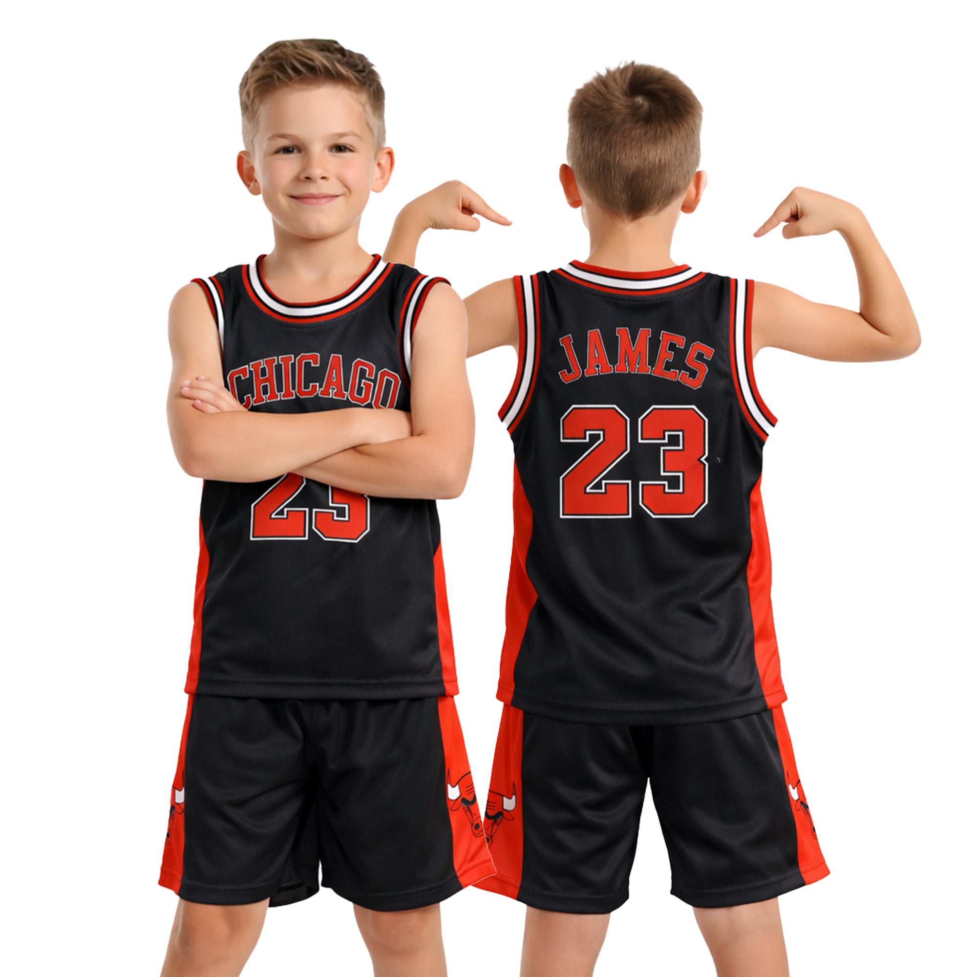 Youth Basketball Jerseys for Boys Girls Gradient Basketball Jersey Shorts for 2-14 Years Kids Training Uniform Sets