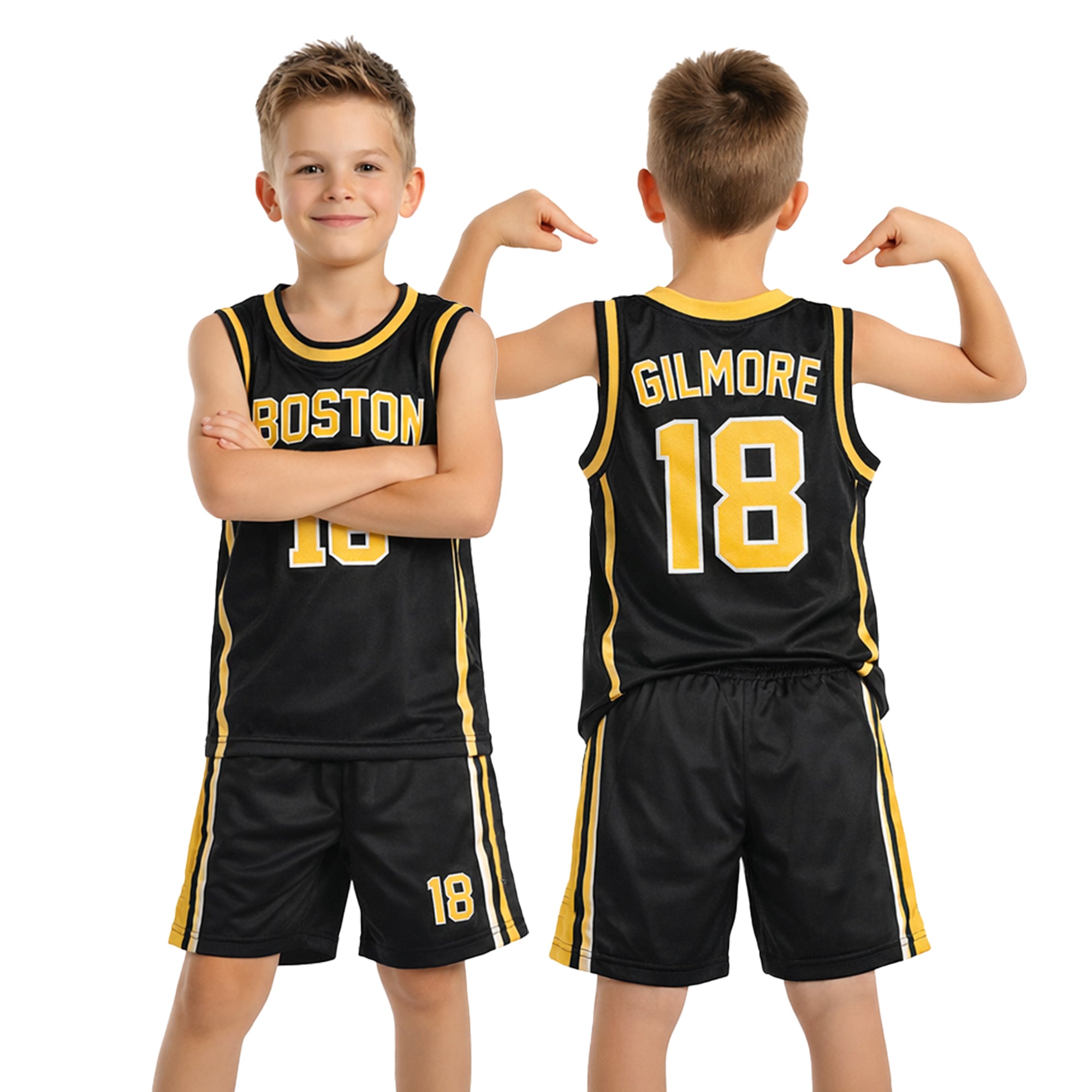 Youth Basketball Jerseys for Boys Girls Gradient Basketball Jersey Shorts for 2-14 Years Kids Training Uniform Sets