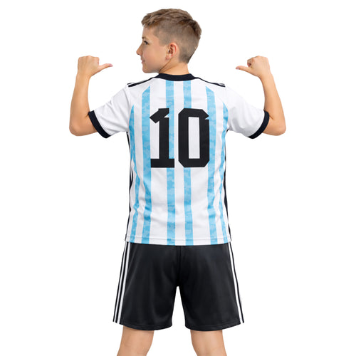Boys Soccer Jersey Set Kids Football Training Uniform Quick Dry Youth Sports Kit with Shorts Ages 5-12 Future Champion