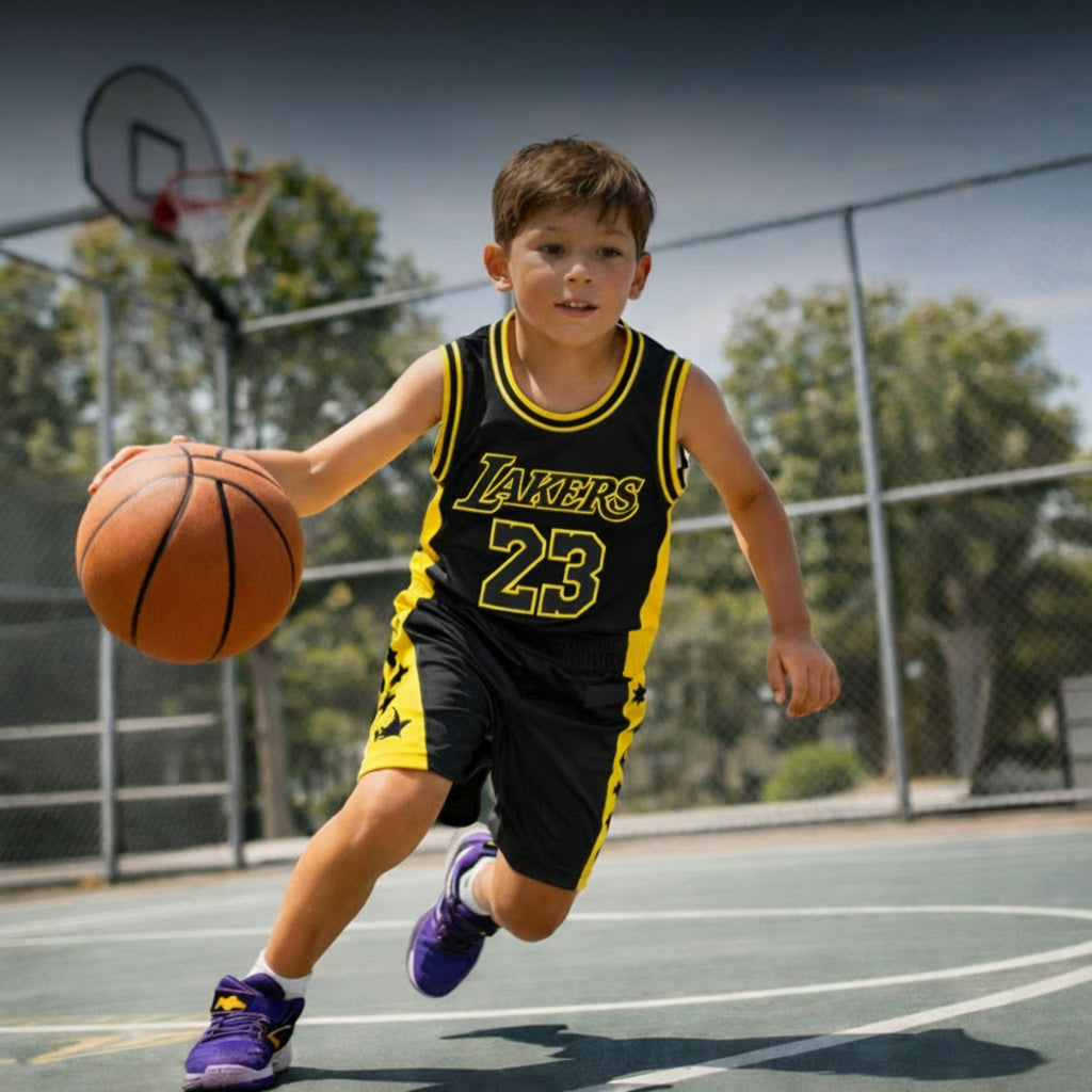 Youth Basketball Jerseys for Boys Girls Gradient Basketball Jersey Shorts for 2-14 Years Kids Training Uniform Sets
