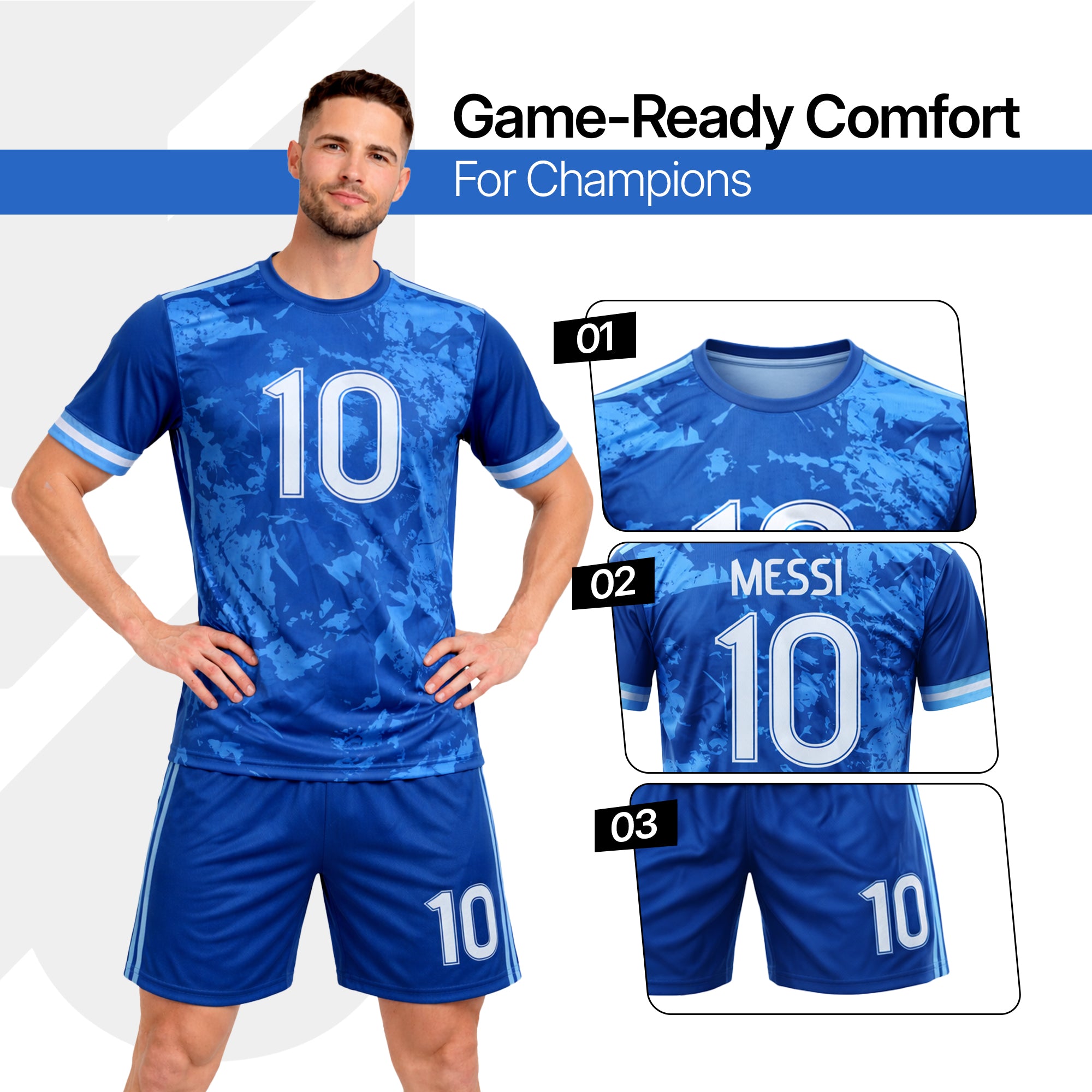 Boys Soccer Jersey Set Kids Football Training Uniform Quick Dry Youth Sports Kit with Shorts Ages 5-12 Future Champion