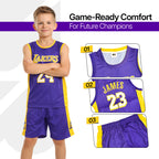 Youth Basketball Jerseys for Boys Girls Gradient Basketball Jersey Shorts for 2-14 Years Kids Training Uniform Sets