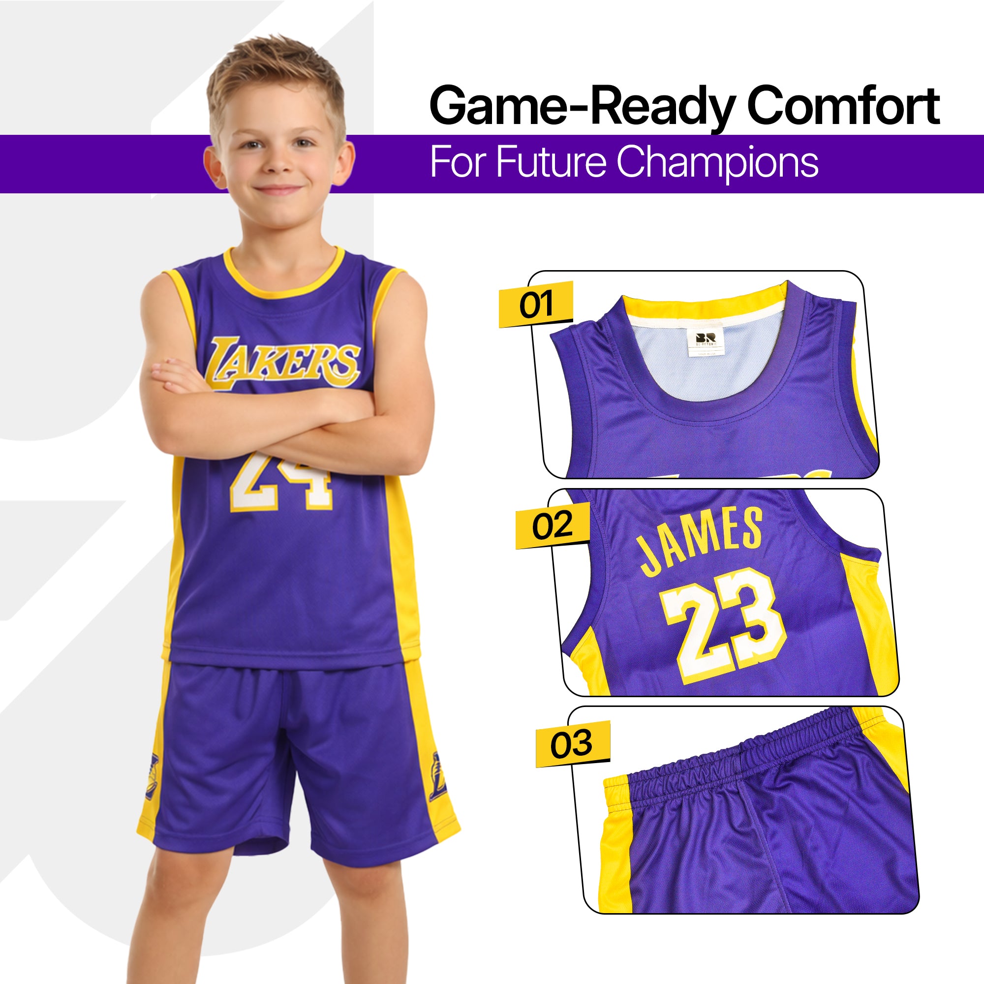 Youth Basketball Jerseys for Boys Girls Gradient Basketball Jersey Shorts for 2-14 Years Kids Training Uniform Sets