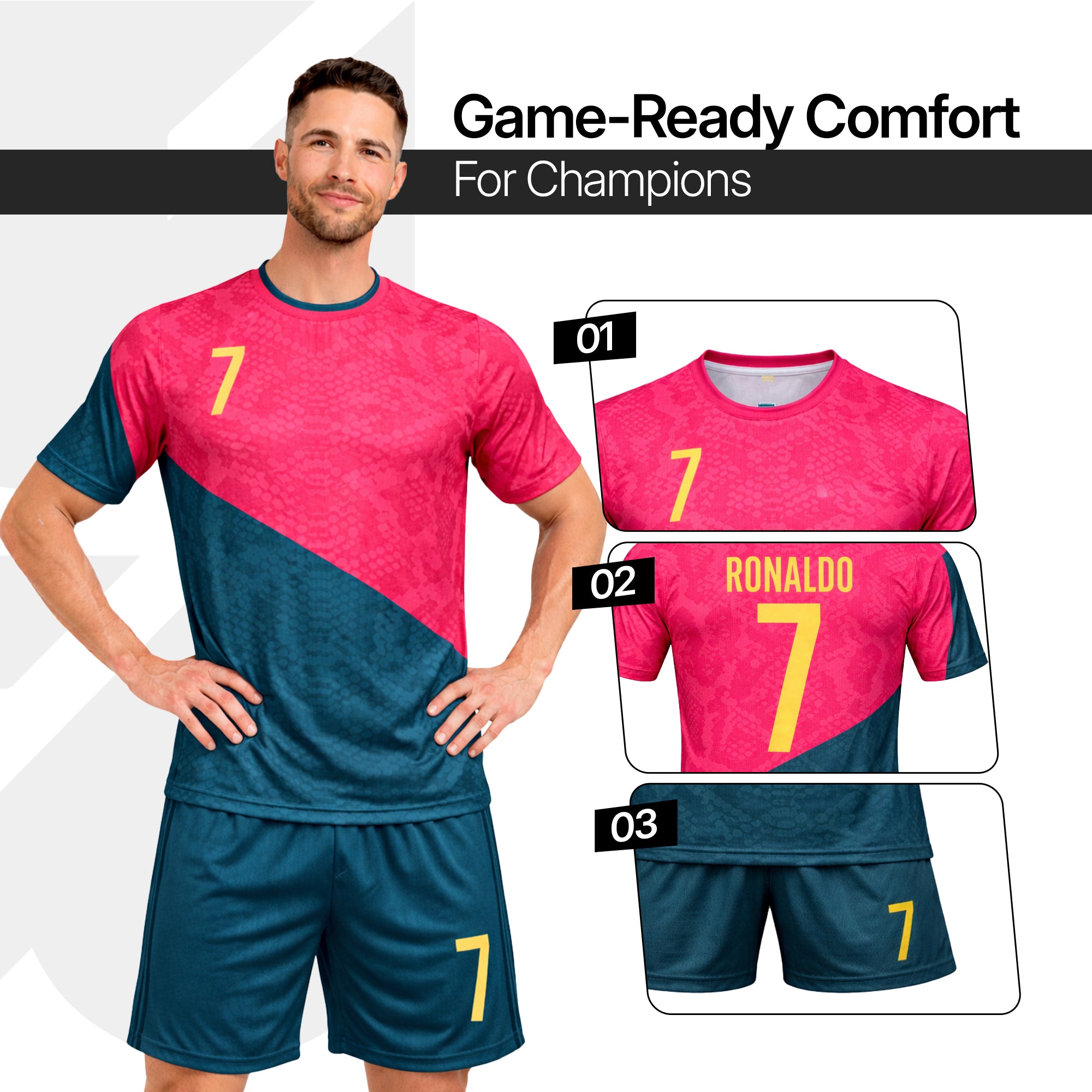 Boys Soccer Jersey Set Kids Football Training Uniform Quick Dry Youth Sports Kit with Shorts Ages 5-12 Future Champion