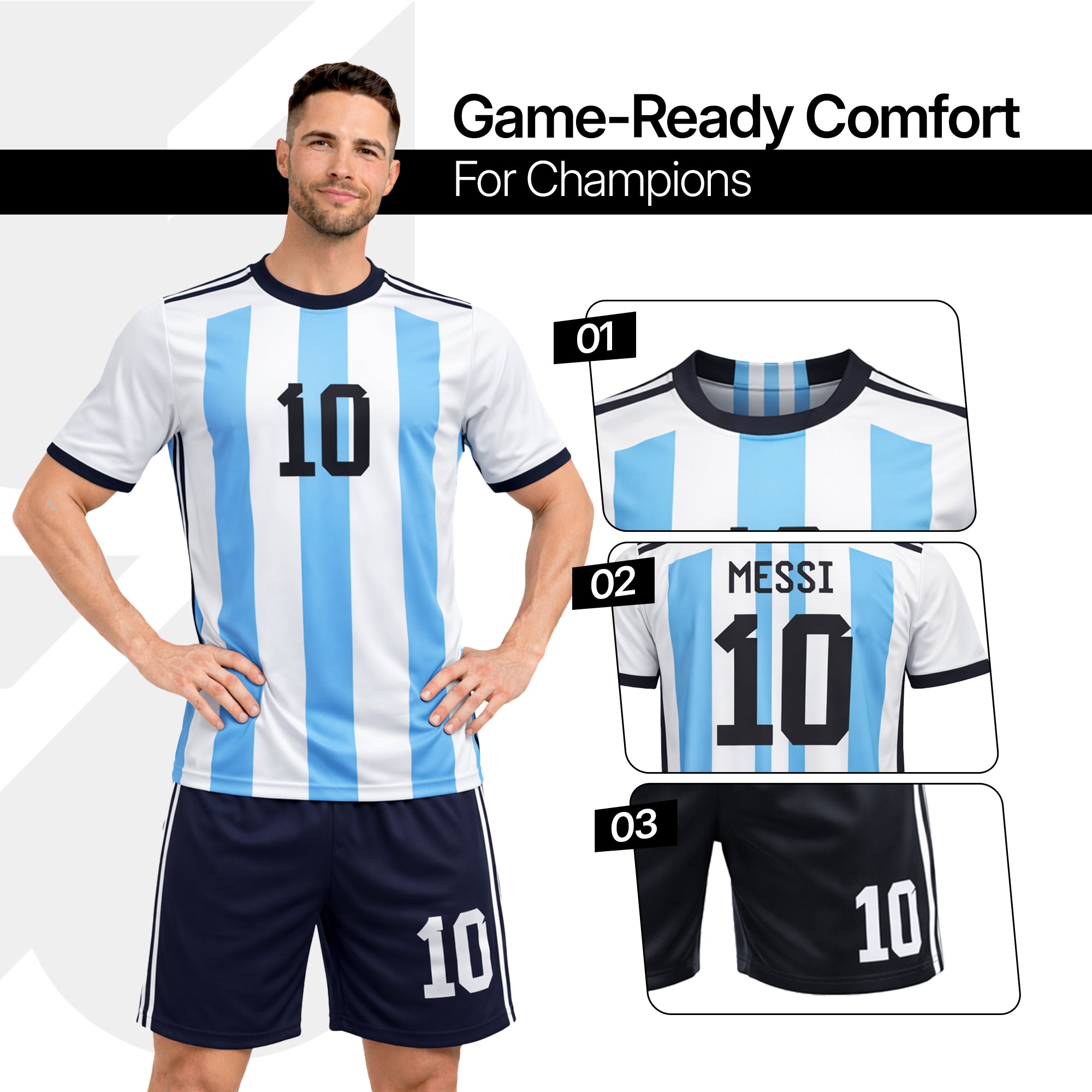 Boys Soccer Jersey Set Kids Football Training Uniform Quick Dry Youth Sports Kit with Shorts Ages 5-12 Future Champion