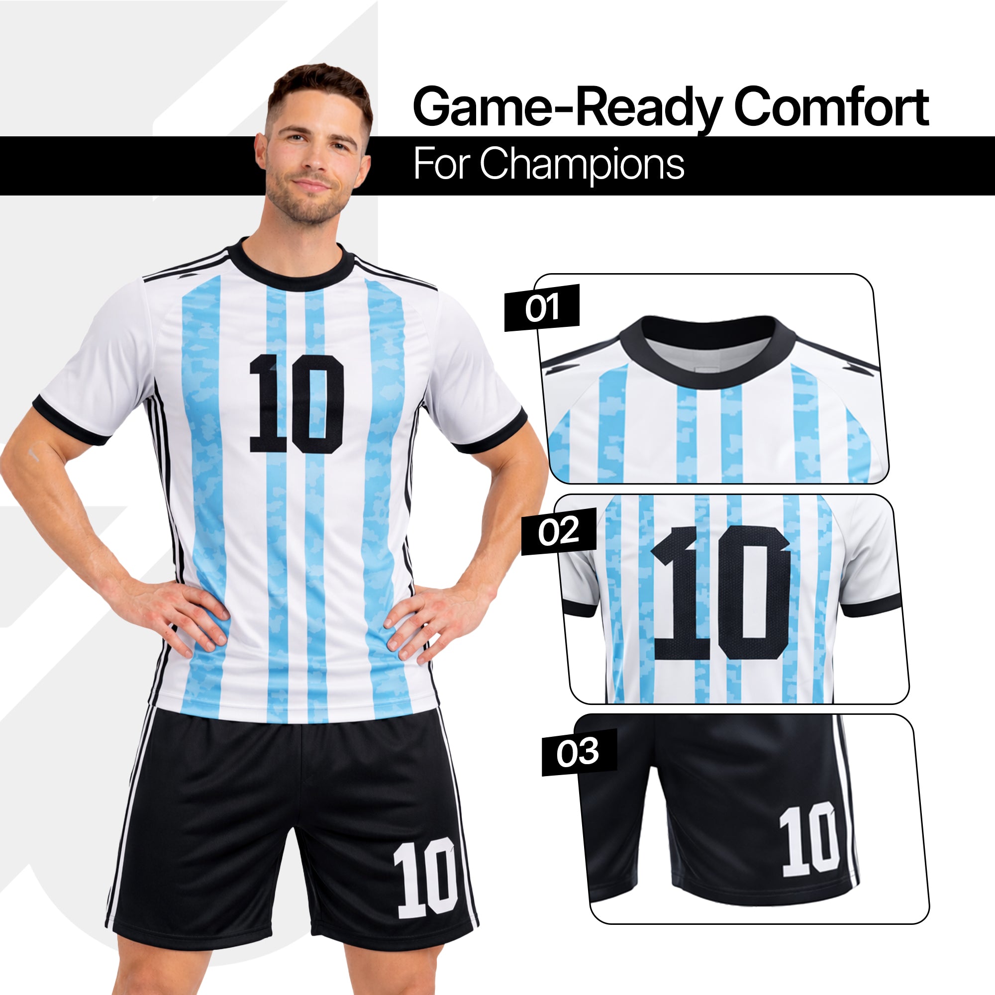 Boys Soccer Jersey Set Kids Football Training Uniform Quick Dry Youth Sports Kit with Shorts Ages 5-12 Future Champion