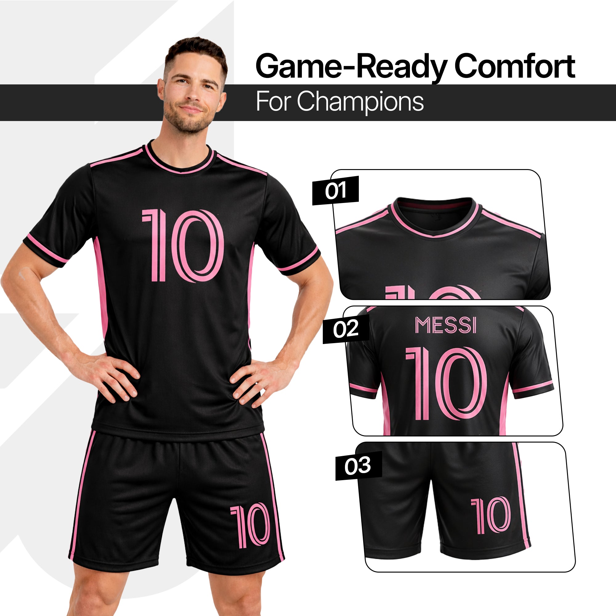 Boys Soccer Jersey Set Kids Football Training Uniform Quick Dry Youth Sports Kit with Shorts Ages 5-12 Future Champion