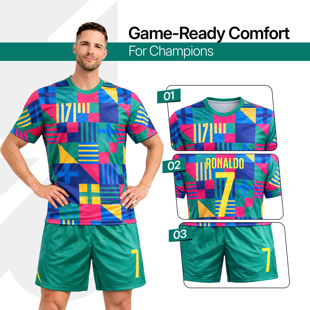 Boys Soccer Jersey Set Kids Football Training Uniform Quick Dry Youth Sports Kit with Shorts Ages 5-12 Future Champion