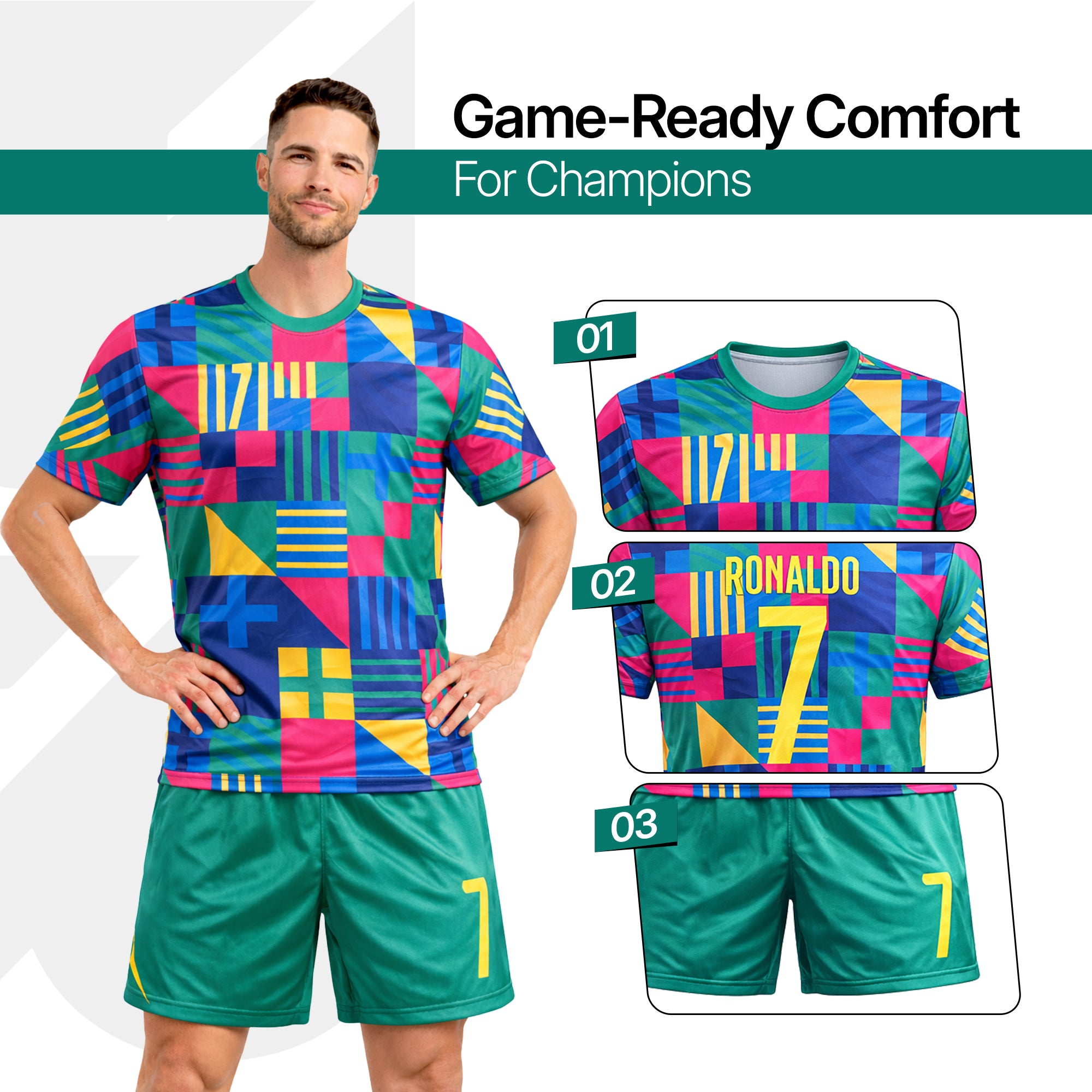 Boys Soccer Jersey Set Kids Football Training Uniform Quick Dry Youth Sports Kit with Shorts Ages 5-12 Future Champion
