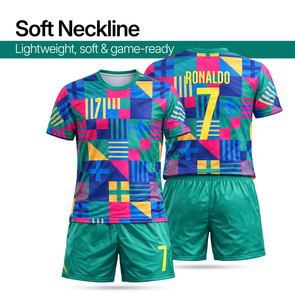 Boys Soccer Jersey Set Kids Football Training Uniform Quick Dry Youth Sports Kit with Shorts Ages 5-12 Future Champion